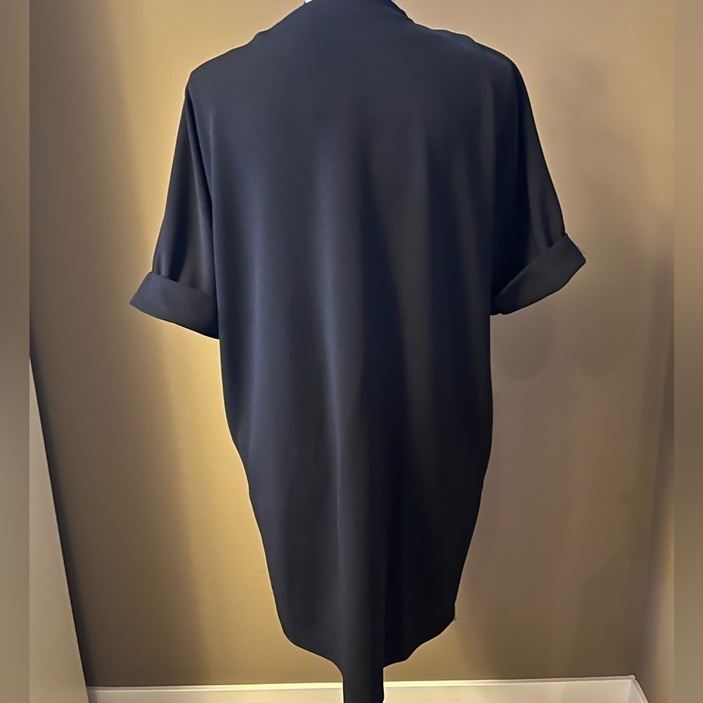 Forever 2Hearts Black Oversized Shirt Dress Pockets NWT Medium - Picture 3 of 5